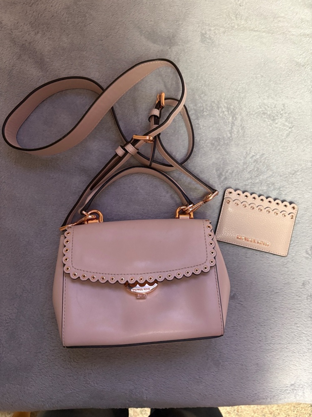 Michael Kors Blush Scalloped Top-Handle Mini Crossbody with Cardholder